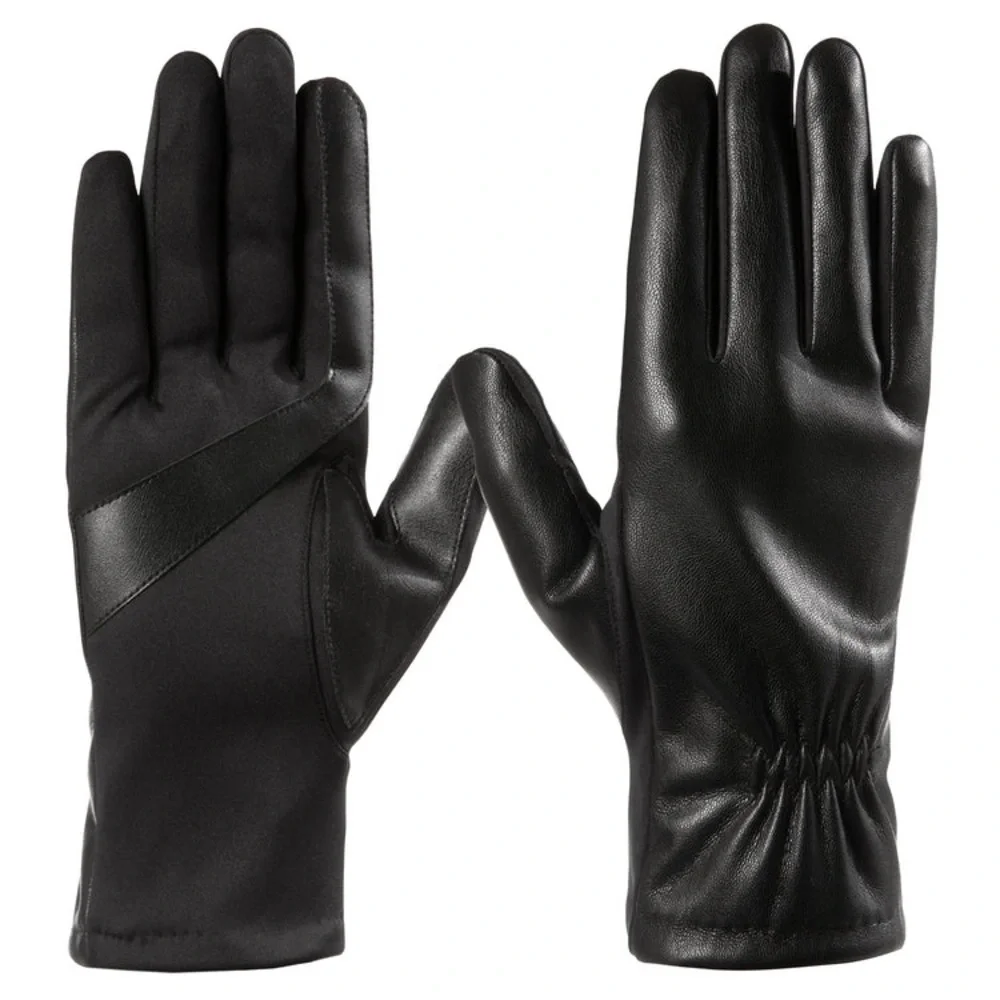 NWT isotoner Womens Lined Faux Leather Stretch Glove, Touchscreen Black S/M